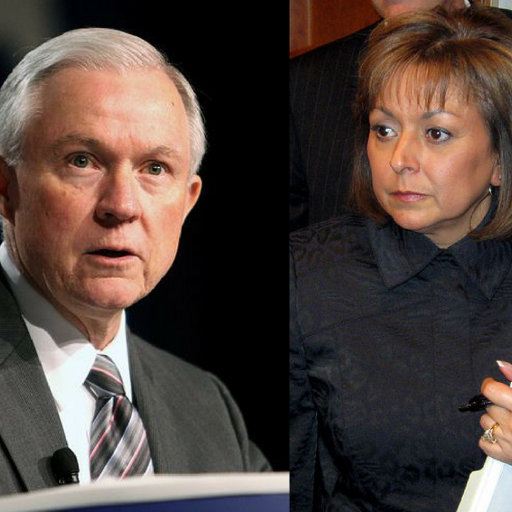 Photo of Attorney General Jeff Sessions next to New Mexico Governor Susana Martinez 